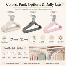 20/10pcspcs Velvet Baby Hangers, Space Saving Kids Closet Organizers For Baby Nursery, Children's Room, Bedroom, Cute Baby Essentials For Newborn - Multicolor - View 4