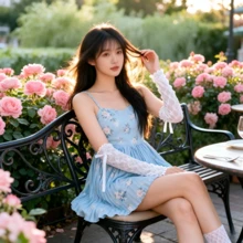 OBOVAY 甜美蕾絲女款無指袖套，透氣防曬 UV 防護袖套，抗 UV 護臂，適合 JK Lolita Cosplay、海灘防曬，輕盈清爽，情人節與開學季百搭禮品配件 - 彩色 - 查看 2