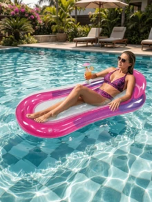1pc Adult Inflatable Swimming Recliner, Large Thick Inflatable Floating Bed With Soft Mesh Center, Durable PVC Quick Fold Design, Suitable For Swimming Pool, Outdoor Beach, Pool Party, Sunbathing, Adult Swimming Float, Water Hammock - A - View 4