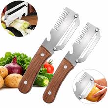 Bộ 2 dụng cụ gọt vỏ rau củ đa năng 1 món, tay cầm bằng gỗ và tích hợp dụng cụ mở nắp chai, dụng cụ nhà bếp 3 trong 1, thích hợp cho khoai tây, bí ngô, tỏi, mía, dứa, cà rốt và các loại trái cây & rau củ khác. - Nhiều màu - Xem 12
