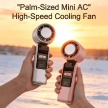Portable Turbo Fan - 5 High-Speed Gears 4000mAh Rechargeable Mini Personal Handheld Fan With Ice Cooling, Summer Travel Essentials, Beach Vacation Gifts For Women And Men - 粉紅色 - 查看 2