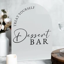 5 Inch X 7 Inch Arched Acrylic Tabletop Sign And Base, Wedding And Party Dessert Bar Sign - View 3