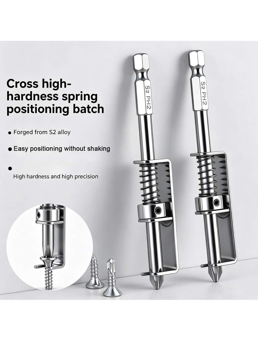 New Tungsten Steel High Hardness Cross Screwdriver Bit Set, Strong Magnetic Anti-Slip Hexagonal Shank Design, Suitable For Electric Drill, Electric Screwdriver, Home Hardware Tools - A - View 1