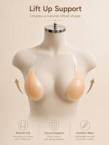 1 pieza Sujetador Push-Up, Material de Silicona, Tirantes Invisibles, Adecuado para Vestido de Novia, Vestido de Noche, Top con Hombros Descubiertos, Camiseta de Tirantes, Vestido Ajustado, Top Transparente, Conjunto de Camisola, Fiesta de Novia, Viaje, Fiesta, Fiesta de Cóctel, Boda, Cena Formal, Evento de Caridad, Ceremonia de Graduación, Noche de Cita, Brunch, Festival de Música y Otras Ocasiones - Albaricoque - Ver 11