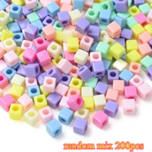 Pastel Square Large Hole Pony Acrylic Beads Mixed Color DIY Bracelet Keychain Hair Braids Fashion Handmade Crafts Bulk 7mm 50/200Pcs - Square - View 8