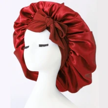 ZTZI Bowknot Satin Hair Bonnet For Sleeping, Adjustable Turban Headwrap, Soft Silk Hair Care Cap For Women With Curly Hair, Solid Color Casual Polyester Bonnet For Daily Wear, All Seasons - DM Bow Round Hat - View 17