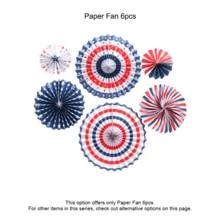 4th/Fourth Of July Patriotic Decorations Set - Red White Blue Paper Fans, USA Flag Pennant, Star Streamer, Pom Poms, Party Decor Supplies - American Paper Fan Set - View 5