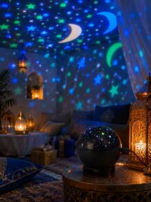 1 pieza Lámpara de proyección de estrellas y luna, luz de decoración de escritorio alimentada por USB, adecuada para dormitorio, sala de juegos, fiesta, escenas festivas - Multicolor - Ver 12