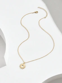 1 Peça Colar Colar Delicado Minimalista Ajustável Dourado Estilo Sol, Adequado para Uso Diário de Mulheres - Dourado - Visão 5