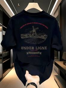 Men's Short-Sleeved T-Shirt, Made Of High-Quality Pure Cotton, With A Fashionable Brand Print, New Summer Style, Plus Size, Versatile Casual Top. - 黑色 - 查看 7