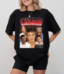 Black T-Shirt With Photo Montage Of Michael Murray In A 2000s Style, Unisex Relaxed Fit - Black - View 10