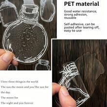 30pcs Assorted Cute Bullet Journal Stickers, Transparent Waterproof Paper Stickers, Transparent PET Sticker Pack, Handmade Dried Flower Stationery Stickers, Transparent Bookmark And Glass Jar Decoration Stickers - Multicolor - View 7