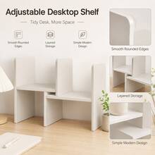 Expandable Multi-Tier Wooden Desktop Storage Rack, Rectangular Design, Wooden Surface, Suitable For Office And Study Area - Sets - View 2