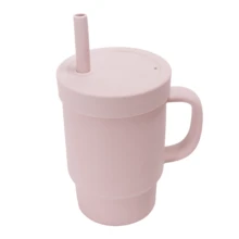 1pc Baby Silicone Straw Cup With Dual Lids And Handle, Multi-Functional Portable Water Cup, Children's Feeding Training Straw Cup, Liquid Storage Set - Multicolor - View 9