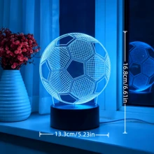 1個 3D足球氛圍夜燈 | 足球賽事夜燈 | 獨家球迷氛圍燈 | RGB & 暖光 2種選項可選 | USB供電，適用於臥室、客廳、酒吧、書房 | 節日、生日禮物 - 彩色 - 查看 13