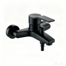 Grifo de baño de pared de aleación de zinc con doble salida y una sola manija para agua caliente y fría, color negro - grifo de bañera - Ver 6