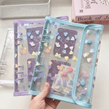 A5 Size Colorful Heart-Shaped Loose-Leaf Binder, Notebook Set, Colorful Cover Double-Snap Design, A5 Size Sticker Book, Expandable Document Bag, Hot Melt Bead Storage Book, Perler Bead Storage Book, Loose-Leaf Sticker Book, A5 Replaceable Inner Pages. Can Be Used As Photo Album, Sticker Book, Savings Book, Nail Art Book, Card Book, Planner, Notebook, Perler Bead Storage Box, Card Storage Box, Transparent Folder, K-POP Idol Storage Box, Document Storage Box, Transparent Sticker Loose-Leaf Binder, Fan Activity Storage Book, Office Supplies And School Supplies. Essential For Back To School Season. - A5 Heart-shaped Double-snap Bind - View 3