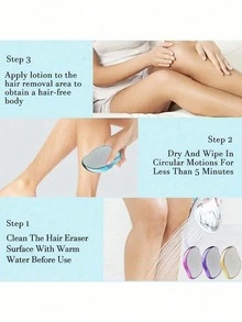 1pc Magic Crystal Hair Remover - Painless Physical Depilation Tool For Body Hair Removal, Exfoliates Dead Skin, Reusable & Easy To Clean - Perfect For Home Use - Multicolor - View 10