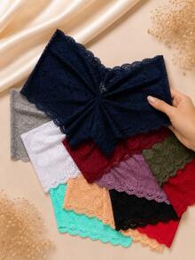 Kit 3 Calcinhas Caleçon Feminina Shortinho em Renda Confortável Lingerie Rendada Cintura Baixa Macia Leve Calcinha Feminina Cores Sortidas Moda Íntima Uso Diário - Multicolorido - Visão 2