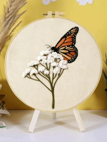 New Embroidery Kit, Beginner Embroidery Set, 15x15cm/5.9x5.9 Inch, 20x20cm/7.9x7.9 Inch, Butterfly And Floral Embroidery Patterns, Handmade DIY Embroidery Kit, Embroidery Stitch Practice, Includes Embroidery Cloth, Step-By-Step Instructions, Embroidery Hoop And Threads, Suitable For Embroidery Lovers, Great For Thanksgiving, Christmas, Gifts, Ideal Home, Garden, Office Decor Crafts - 20X20cm - View 17