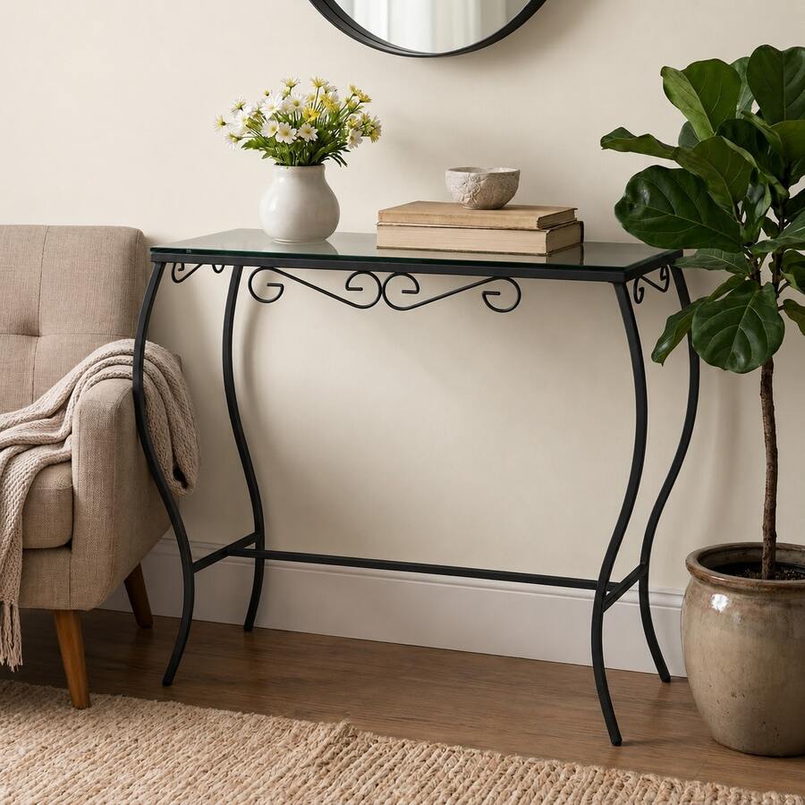 Aparador em Aço Carbono 60cm Decoração Sala Quarto Luxo Mesa Design Moderno Móveis Versátil Hall - Preto - Visão 1