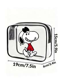 2 túi đựng đồ du lịch Snoopy dung tích lớn chất liệu PVC cao cấp, hộp đựng mỹ phẩm di động đạt chuẩn TSA, nhẹ, bền, thời trang, dùng cho gia đình và ngoài trời - màu đen - Xem 7