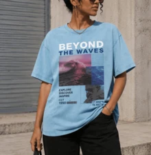 2026 Summer ClothesWashed T Shirt Frank Oceans Blonde Album Music Hip Hop Vintage T-Shirts Oversize Streetwear Cotton Summer Tees For Men WomenLoose A - Light Blue - 查看 1