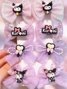Miniso Hair Clips Set 8Pcs Bow Pearl Tassel Mesh Details Cute Adorable Secure Hold No Pulling Lightweight Convenient Practical Easy To Use For Women Adults Daily Wear Party School Cosplay Gift Includes Side Bangs Clips Hair Pins Barrettes - Style2 - View 4