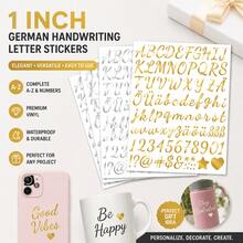 2 Sheets, German Cursive 1 Inch Letter & Number Stickers, Gold & Silver, Suitable For Scrapbooking, DIY Name Labels, Back To School - Multicolor - View 3