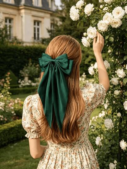 5pcs Olive Green Bowknot Hair Clips, Elegant High-End Hair Accessories For Half-Up Ponytail, Versatile For Vacation, Dating, Graduation