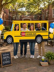 1 buah - Perlengkapan Foto Booth Bus Sekolah untuk Kembali ke Sekolah, Spanduk Latar Belakang Siluet Bus Sekolah Kuning, Dekorasi Pesta Kembali ke Sekolah, Latar Belakang Booth Foto Besar, Cocok untuk Ruang Kelas, Rumah, Perlengkapan Pesta Siswa dan Guru - Beraneka warna - View 6