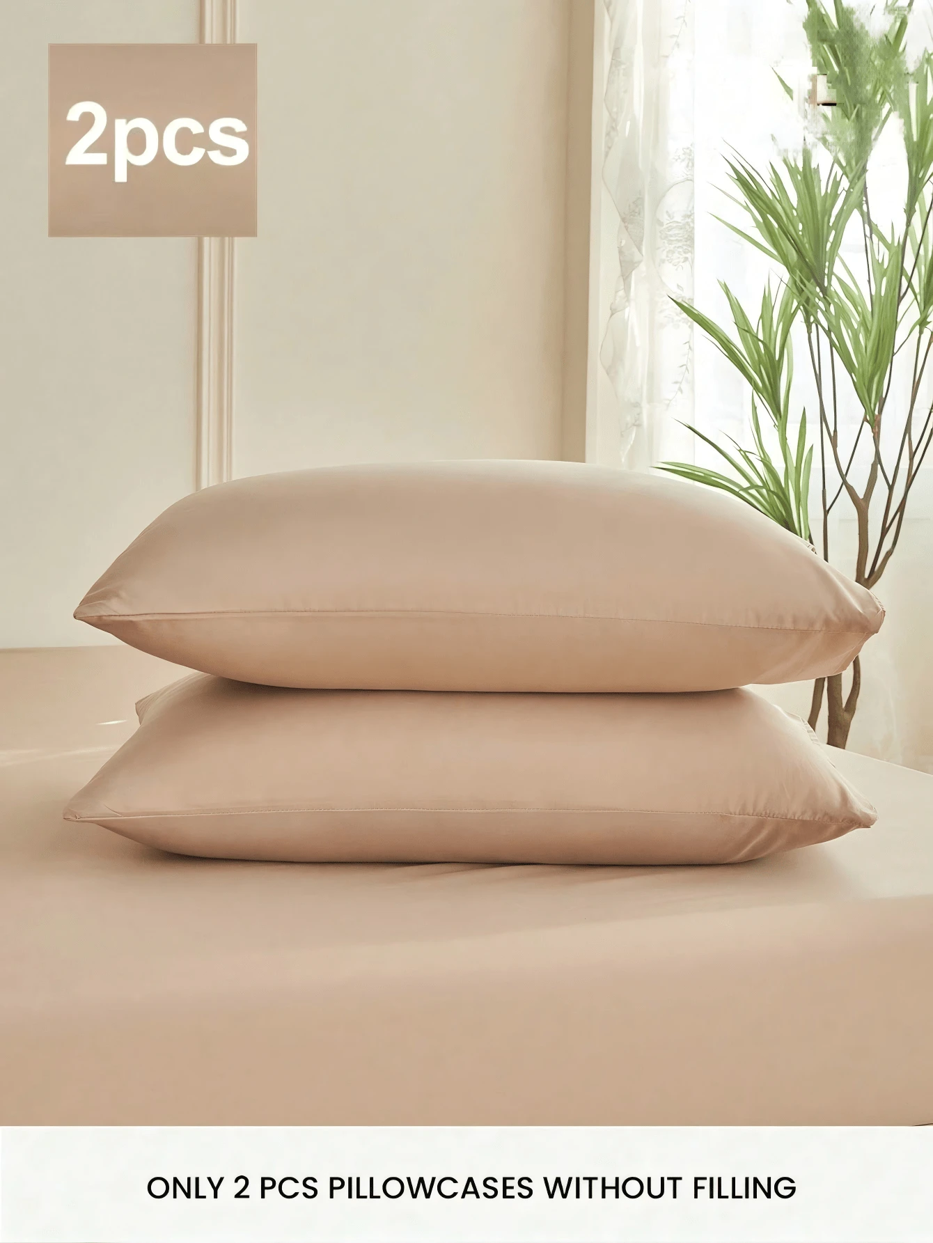 2pcs Camel High-Grade Microfiber Envelope Pillow Covers, Soft & Breathable, No Filling, Luxurious & Comfortable, Ultra Soft & Breathable, Machine Washable, Great Gift For Friends And Travel. Envelope Closure, Cool & Comfortable, Luxury Bedding Pillow Covers, Ultra Soft Hotel Pillow Protectors, Fit Standard, Queen, King Size, Single Bed, Dorm - Camel - View 1