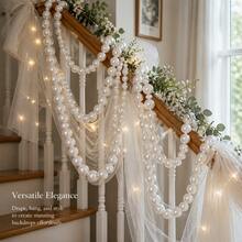 Faux Pearl Floral Garland Wedding Backdrop Decor, Pearl String Hanging Decoration Suitable For Engagement Party, Bridal Shower, Bachelor Party, Baby Shower, Tabletop Styling And DIY Party Decoration - View 2
