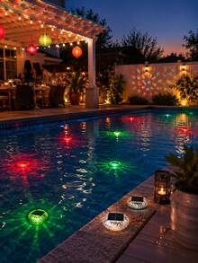 1pc Multicolor Floating Pool Disc With Solar Powered Glow For Patio Pool Hot Tub And Outdoor Decor - Solar Pool Lights - View 2
