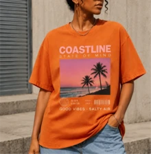 2026 Summer ClothesWashed T Shirt Frank Oceans Blonde Album Music Hip Hop Vintage T-Shirts Oversize Streetwear Cotton Summer Tees For Men WomenLoose A - 亮橙色 - 查看 2