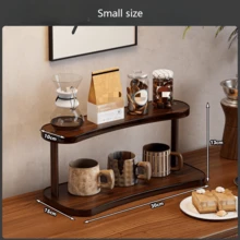 2-Tier Wooden Countertop Storage Rack - Non-Slip Space-Saving Shelf, Suitable For Small Spaces, Multi-Functional Organizer For Cosmetics, Spices, Bottles, Jars And Baskets, Bathroom Storage Rack, Kitchen Countertop Organizer, Desktop Cup Holder, Decorative Shelf - Coffee Brown - View 11
