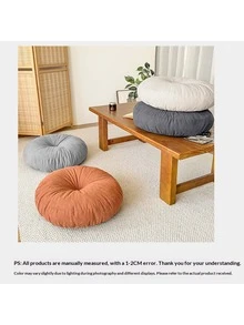 1pc 40cm Round Cushion, Soft & Comfortable Round Design, Light Beige Color With Good Breathability, Suitable For Balcony, Floor, All Seasons - A - View 9