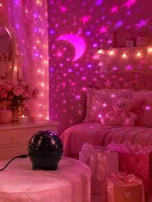 1 pieza Lámpara de proyección de estrellas y luna, luz de decoración de escritorio alimentada por USB, adecuada para dormitorio, sala de juegos, fiesta, escenas festivas - Multicolor - Ver 11