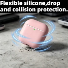 (No Earphones)Solid Color Liquid Silicone Earphone Case Compatible With 4th Generation 4 Ultra-Thin Protective Case Multi-Functional Cleaning Pen, Suitable For Outdoor And Sports - Pink - View 4