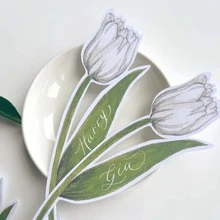 10/25/50入 白色或粉色鬱金香花名卡：婚禮與派對姓名標籤、白色蘭花婚禮座卡桌卡摺疊帳篷卡婚禮裝飾派對 - 鬱金香 - 查看 3