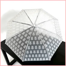 1pc Miffy Rabbit Print Matte Transparent Folding Umbrella, Portable Lightweight Compact Travel Umbrella, Cute Clear Umbrella For Women Girls Daily Use, Back To School Birthday Festival Gift Party Decor - Multicolor - View 6
