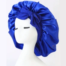 ZTZI Bowknot Satin Hair Bonnet For Sleeping, Adjustable Turban Headwrap, Soft Silk Hair Care Cap For Women With Curly Hair, Solid Color Casual Polyester Bonnet For Daily Wear, All Seasons - DM Bow Round Hat - View 21