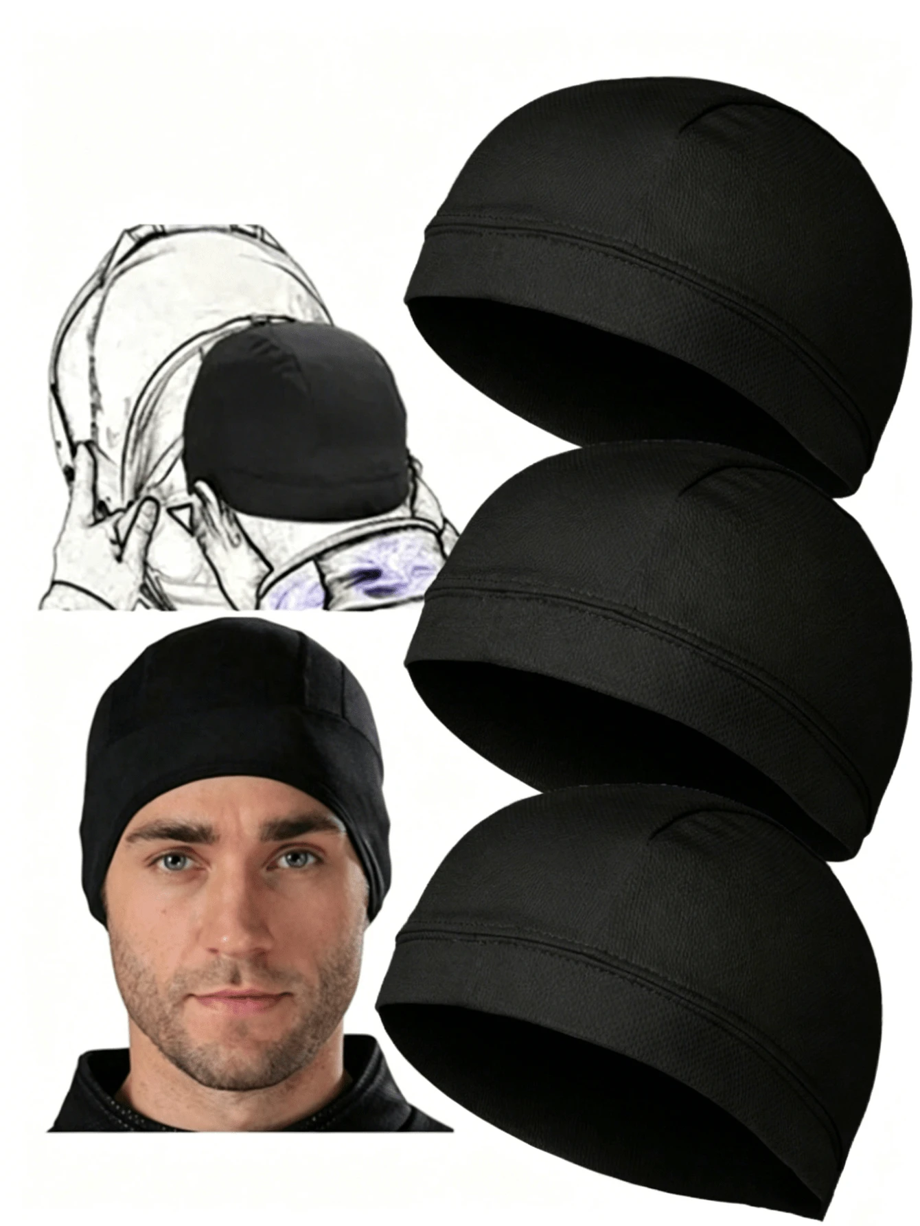 Breathable Helmet Liner, Motorcycle Face Mask, Quick-Drying Sweat-Wicking Cycling Round Top Cap - Multicolor - View 1