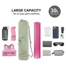 Yoga Mat Bag With Water Bottle Pocket And Bottom Wet Pocket, Exercise Yoga Mat Carrier Multi-Functional Storage Bag, Patent Pending - Green - View 5