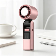 Portable Turbo Fan - 5 High-Speed Gears 4000mAh Rechargeable Mini Personal Handheld Fan With Ice Cooling, Summer Travel Essentials, Beach Vacation Gifts For Women And Men - 粉紅色 - 查看 1