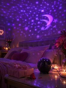 1 pieza Lámpara de proyección de estrellas y luna, luz de decoración de escritorio alimentada por USB, adecuada para dormitorio, sala de juegos, fiesta, escenas festivas - Multicolor - Ver 8