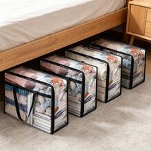 1/3/4pcs Zippered Transparent Storage Bags, Large Capacity PVC Clothes Organizer Bags With Reinforced Handles, Foldable Clear Storage Containers For Underbed, Closet, Bedroom, Suitable For Clothes, Blankets, Bedding, Toys, Books, Dust-Proof And Moisture-Proof Storage Bags For Home Organization - Multicolor - View 1