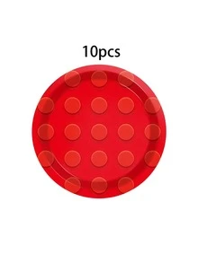 10pcs/40pcs/80pcs Building Block Theme Party Paper Plates, 7/9 Inch Round Paper Plates With Building Block Embossed Pattern, 4 Vibrant Colors (Red/Yellow/Green/Blue), Suitable For Birthday Party, Building Block Theme, Celebration, Building Block Theme Game Night, Picnic, Family Gathering - Multicolor - View 10