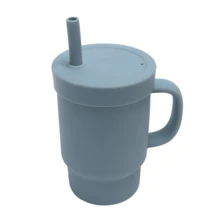 1pc Baby Silicone Straw Cup With Dual Lids And Handle, Multi-Functional Portable Water Cup, Children's Feeding Training Straw Cup, Liquid Storage Set - Multicolor - View 14