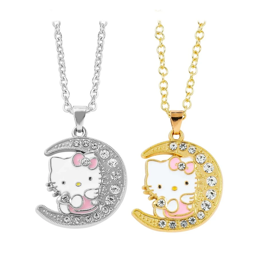 SANRIO 1件卡通新月猫咪吊坠项链，女友生日礼物，可爱KT猫项链，百搭日常佩戴，珠宝首饰 - 彩色 - 查看 1